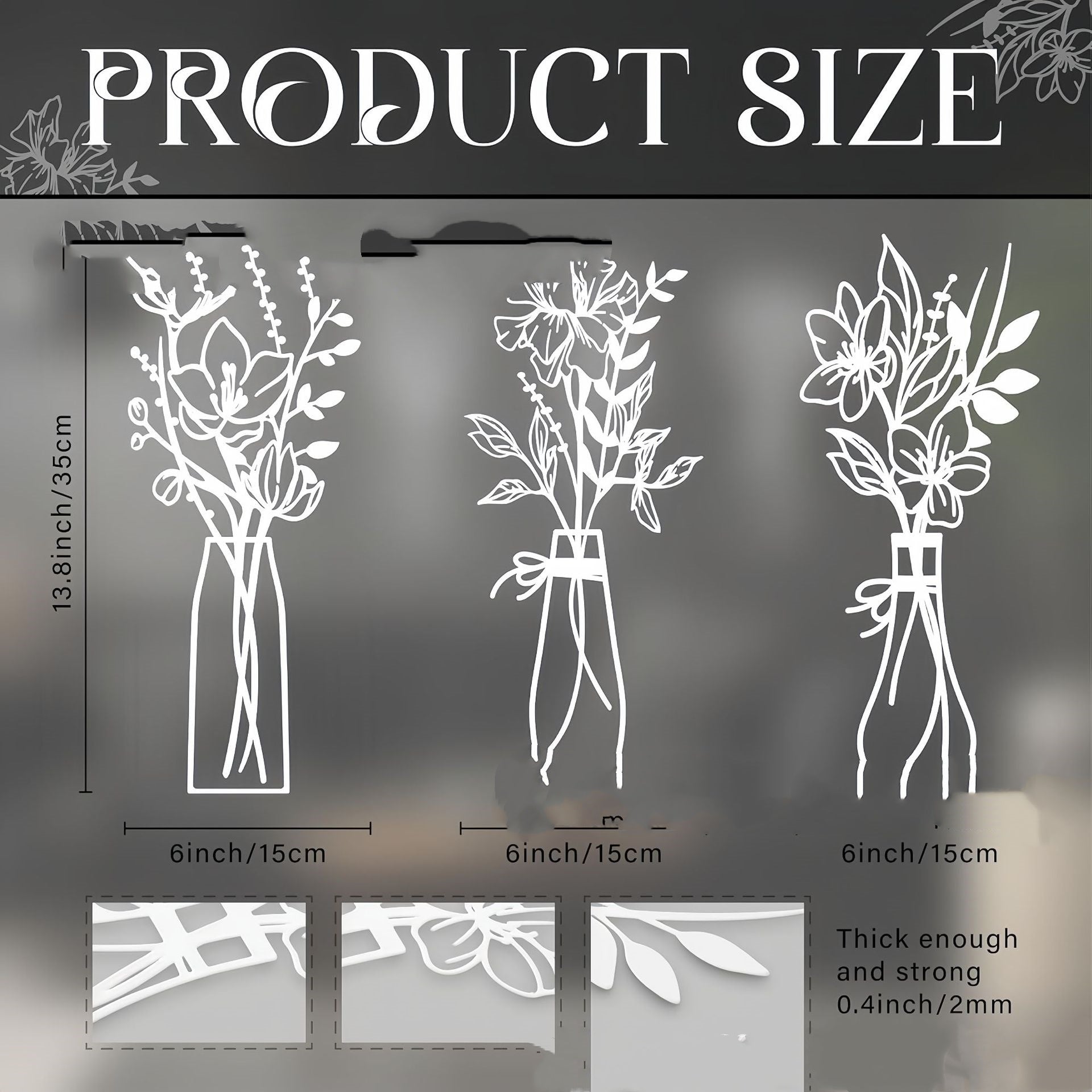 3 Pieces Metal Flowers Wall Art Country Farmhouse Decoration Bathroom Wall