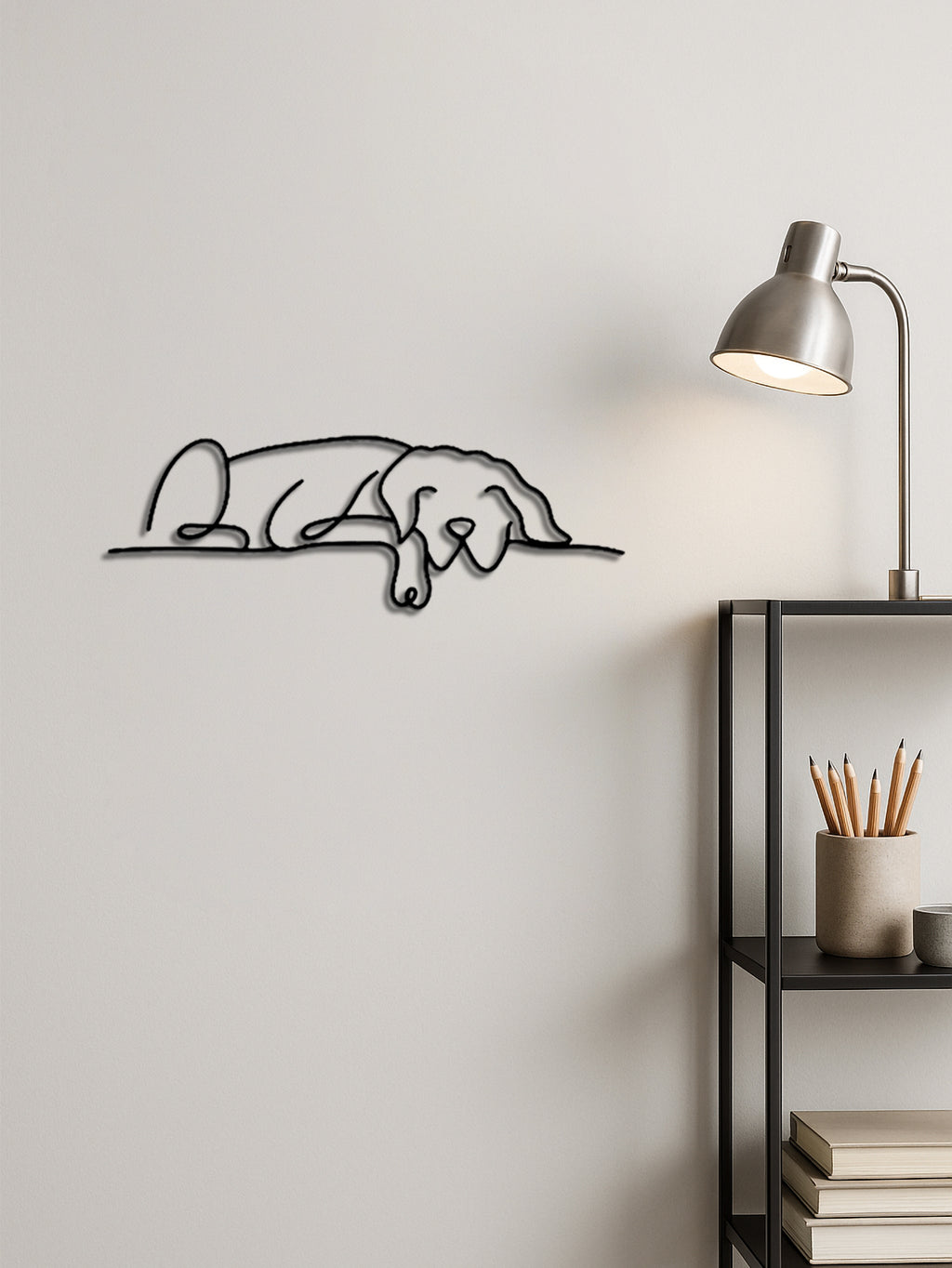 1PC Minimalist Metal Dog Wall Art,Gothic&Boho Decor For Living Room, Bedroom