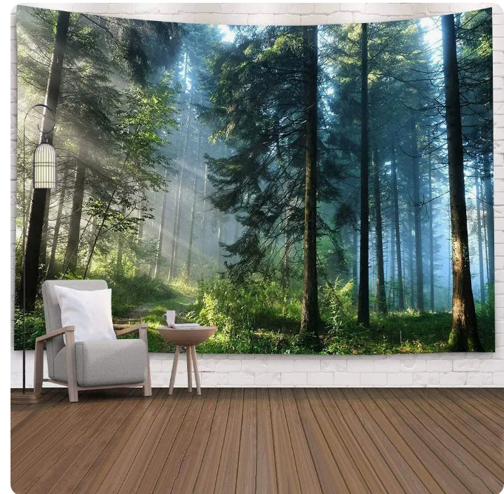 Beautiful Printed Natural Forest Large Wall Tapestry Bohemian Wall Art