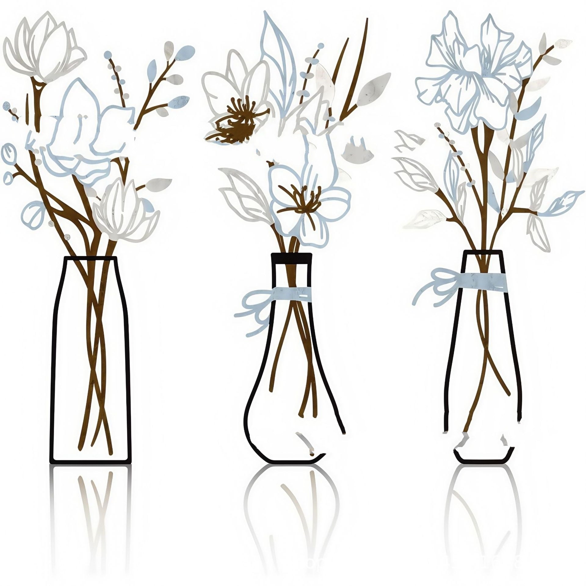 3 Pieces Metal Flowers Wall Art Country Farmhouse Decoration Bathroom Wall