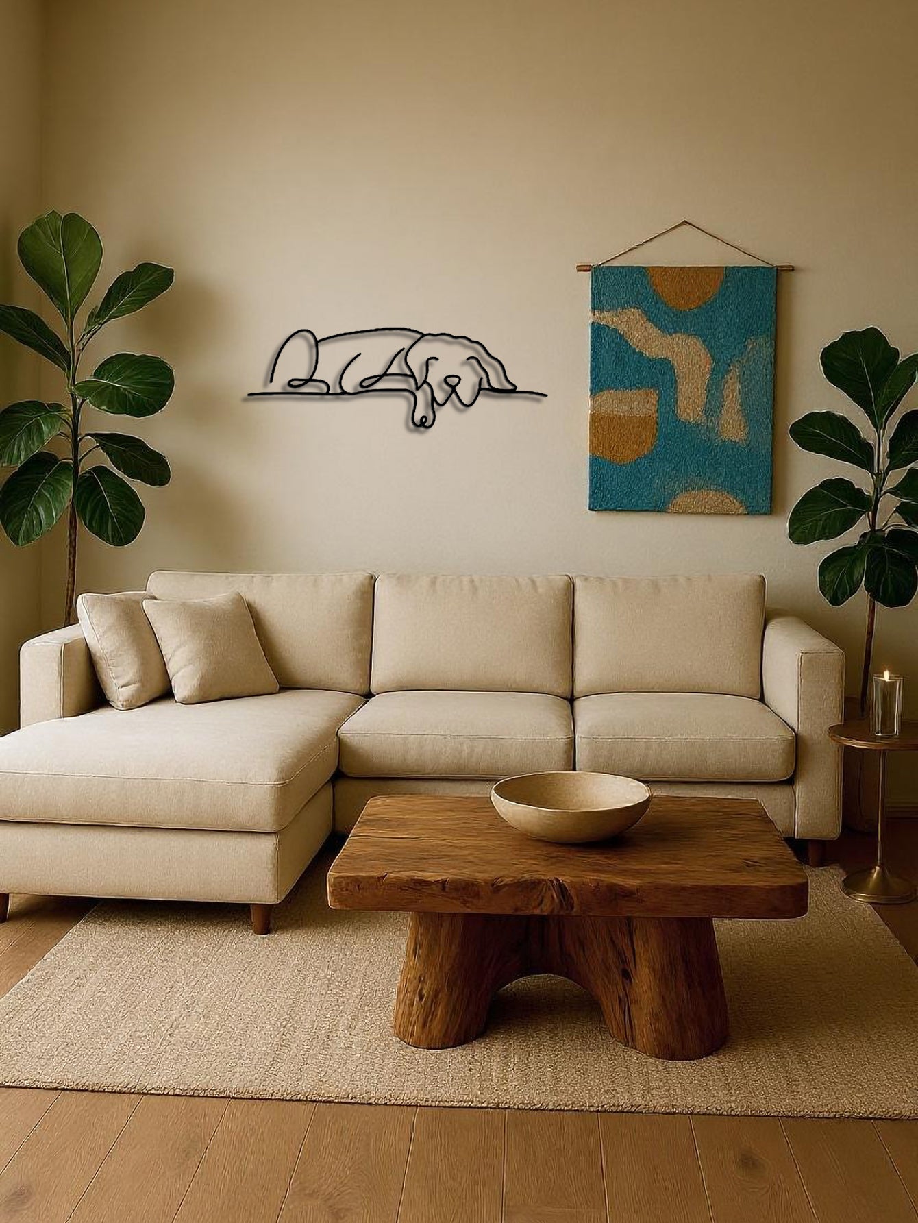 1PC Minimalist Metal Dog Wall Art,Gothic&Boho Decor For Living Room, Bedroom